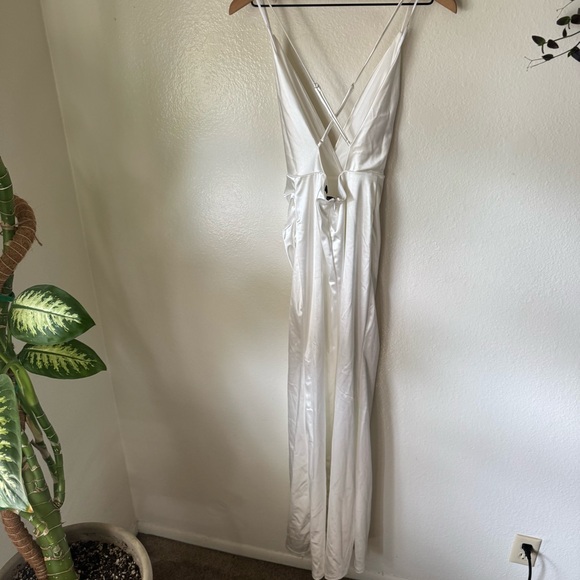 Lulus | Ever Enchanted White Satin Surplice Maxi Dress - Picture 5 of 7